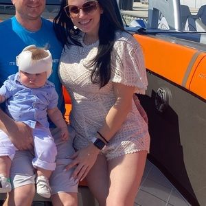 Line + Dot - White open back romper!